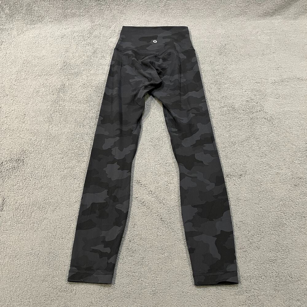 Lululemon Gray Black Camo Yoga Workout High Rise Athletic Leggings Women's Sz 0